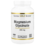 California Gold Nutrition Magnesium Glycinate 133 mg — 180 Veggie Capsules | Gentle, High-Absorption