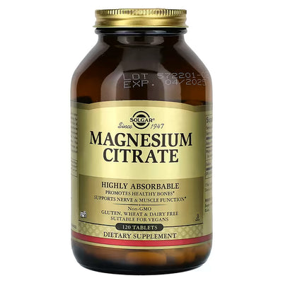 Solgar Magnesium Citrate — 120 Tablets | Highly Absorbable Mineral Supplement