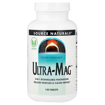 Source Naturals Ultra-Mag 120 Tablets | 5-in-1 Bioavailable Magnesium + B6 | Muscle, Nerve & Relaxation Support