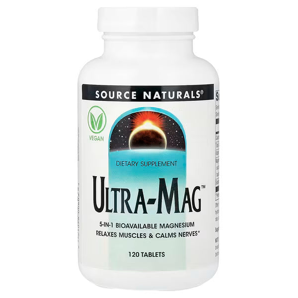 Source Naturals Ultra-Mag 120 Tablets | 5-in-1 Bioavailable Magnesium + B6 | Muscle, Nerve & Relaxation Support