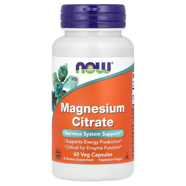 NOW Foods Magnesium Citrate 133 mg — 60 Veg Capsules | Highly Absorbable Mineral Supplement