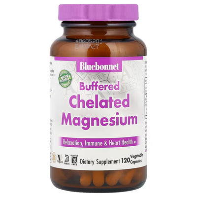 Bluebonnet Buffered Chelated Magnesium 200 mg — 120 Vegetable Capsules | Gentle & Absorbable Mineral Support
